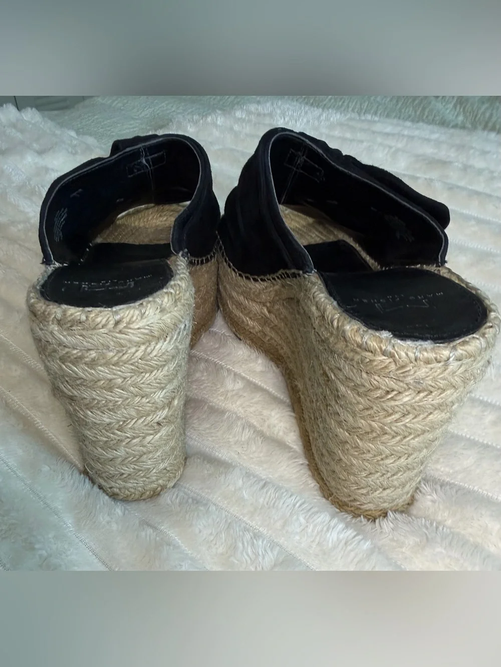 Marc Fisher Black Suede Knotted Espadrille Slide